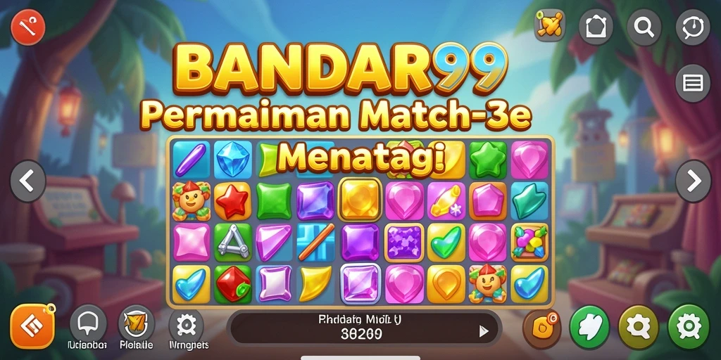 Tampilan gameplay yang menarik di BANDAR99 dengan keseruan Match-3.
