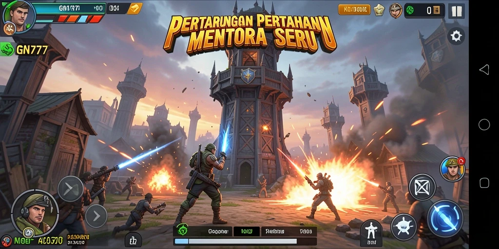 Tampilan gameplay GN777 yang menarik dalam pertarungan Tower Defense.