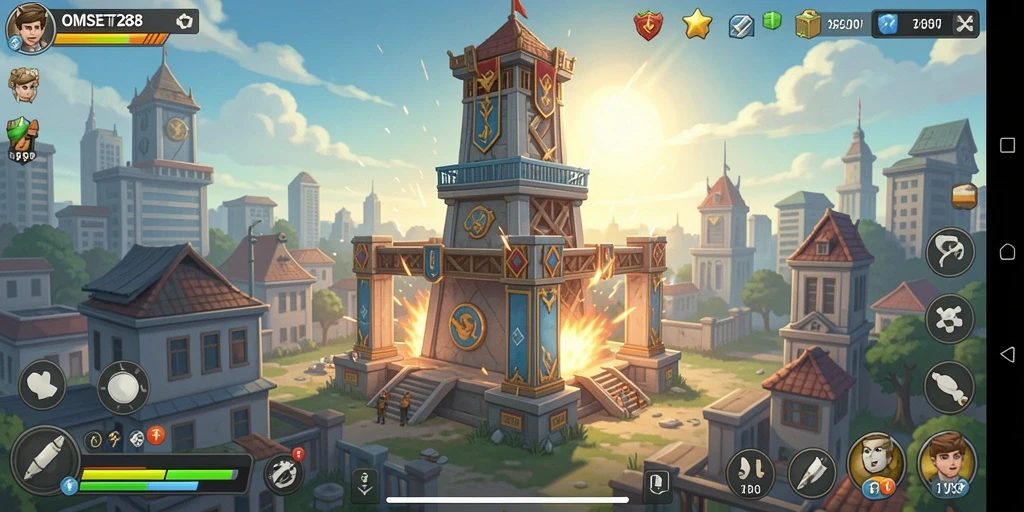 Tampilan gameplay <strong>OMSET288</strong> yang seru dalam pertarungan Tower Defense.