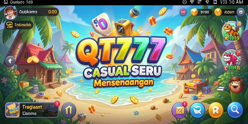 Tampilan gameplay QT777 yang penuh warna dan menantang.