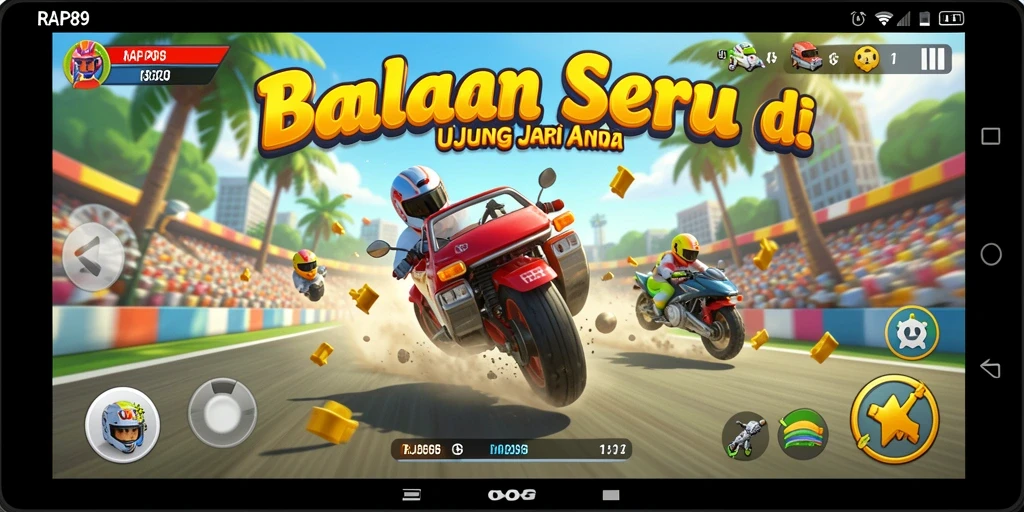 Tampilan gameplay balapan menegangkan di RAP89.
