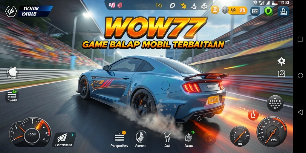 Screenshot gameplay <strong>WOW77</strong> yang menunjukkan aksi balap menegangkan.
